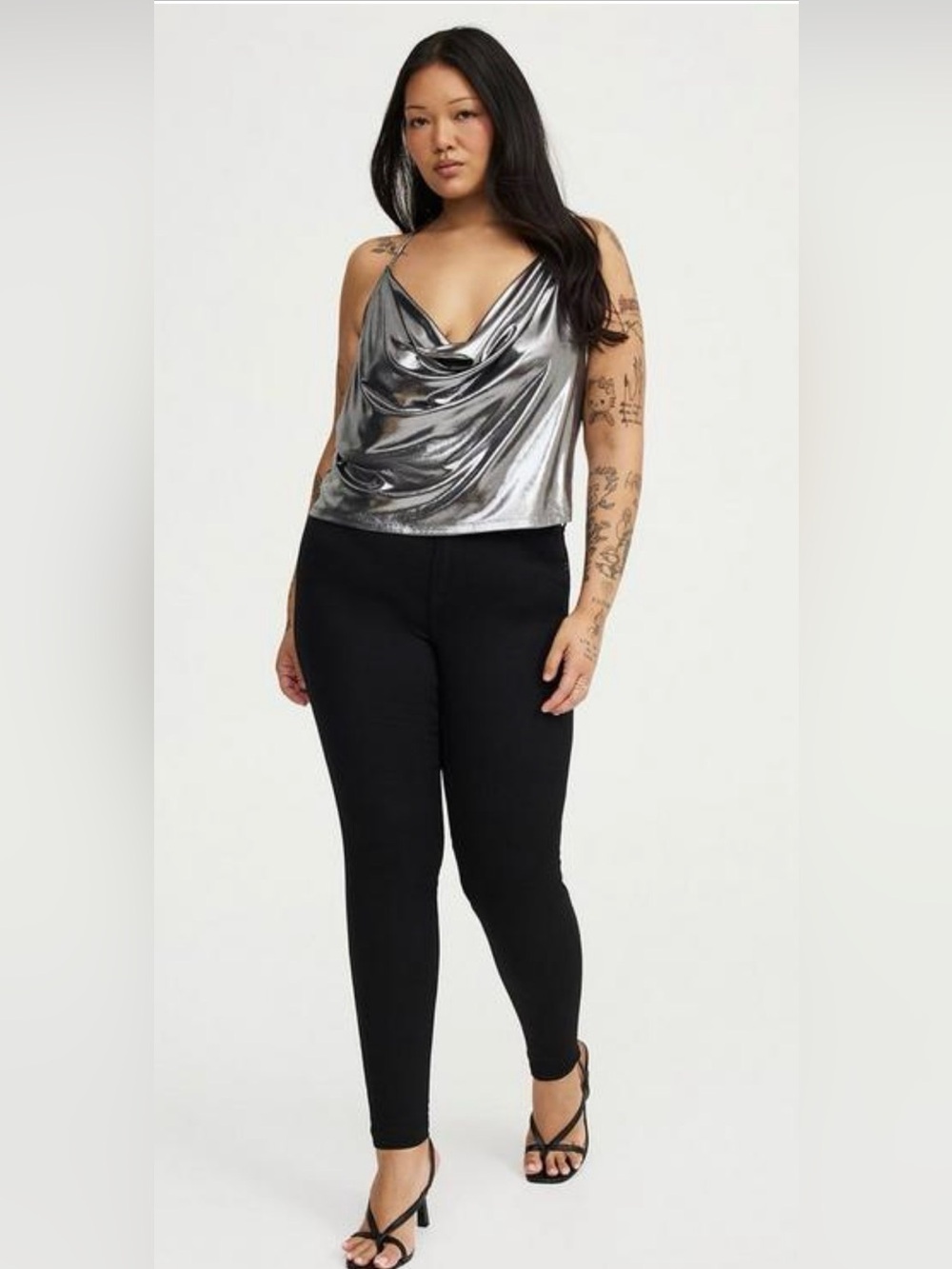Torrid Liquid Shine Deep Cowl Halter Top